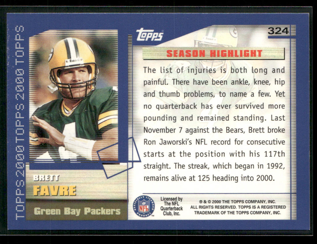 Brett Favre 2000 Topps #324 Green Bay Packers back
