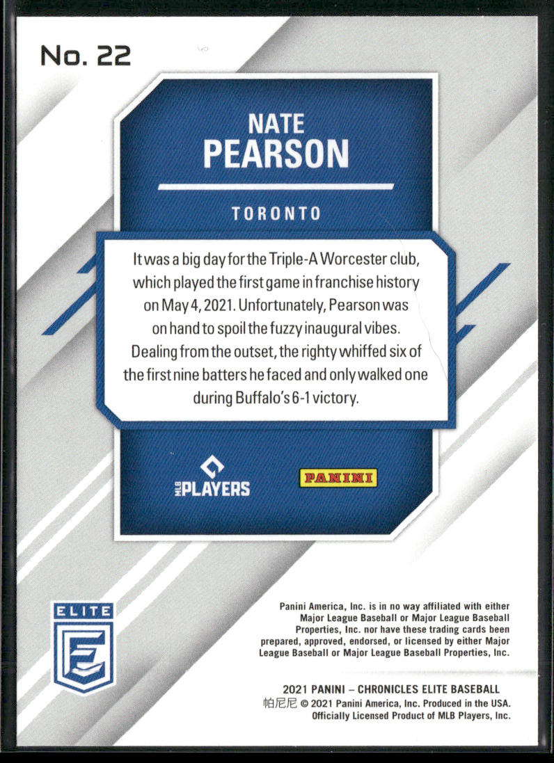 Nate Pearson 2021 Panini Chronicles Elite #22 Toronto Blue Jays