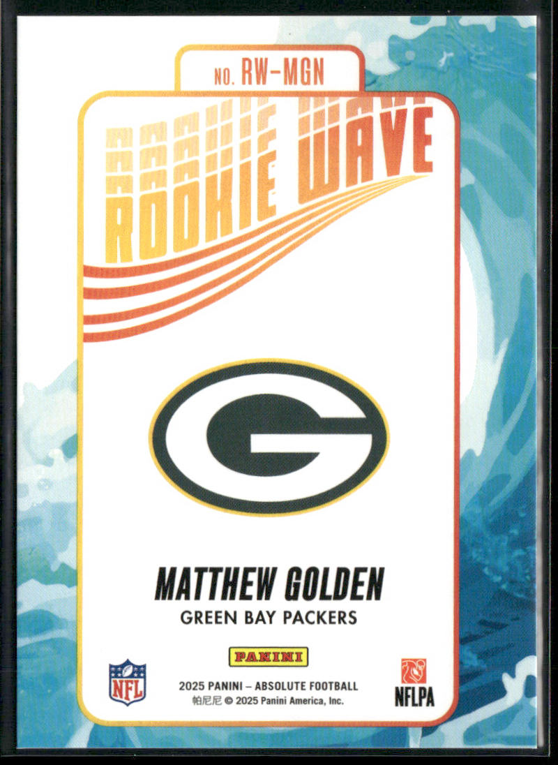 Matthew Golden 2025 Panini Absolute Rookie Wave #RW-MGN Green Bay Packers