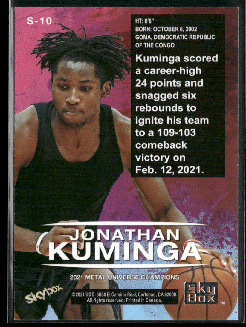 Jonathan Kuminga 2021 SkyBox Metal Universe Champions Skybox Premium #S-10