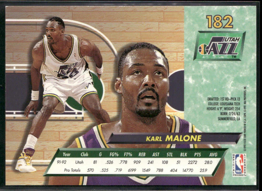 Karl Malone 1992-93 Ultra #182 Utah Jazz