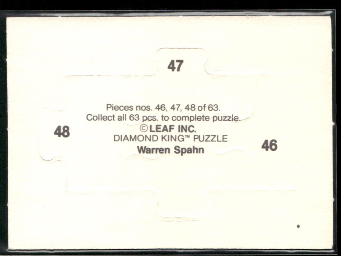 Warren Spahn 1989 Donruss Warren Spahn Puzzle #46-48 Milwaukee Braves