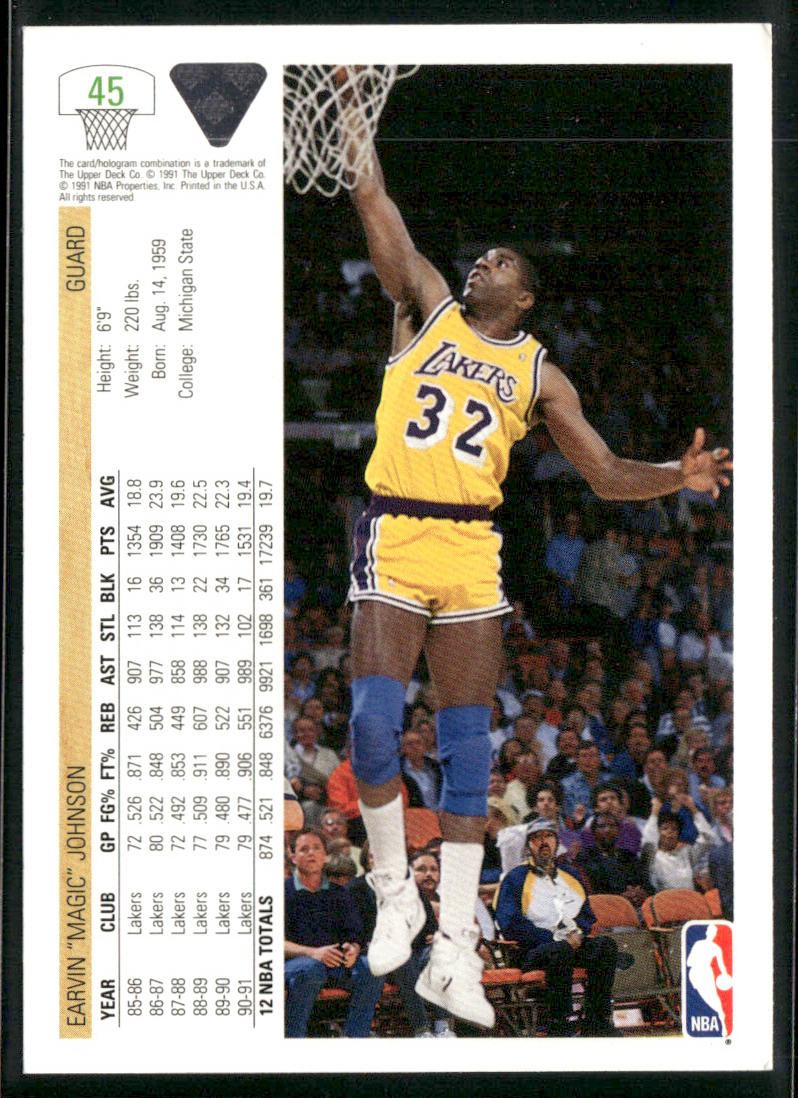Magic Johnson 1991-92 Upper Deck #45b Los Angeles Lakers