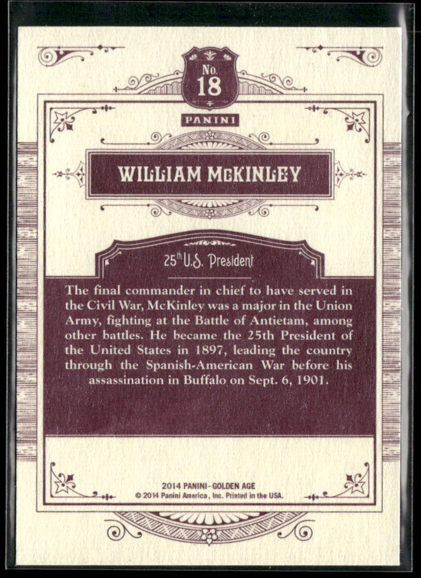 William McKinley 2014 Panini Golden Age #18 back