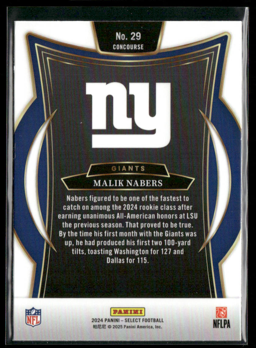 Malik Nabers 2024 Panini Select #29 RC New York Giants