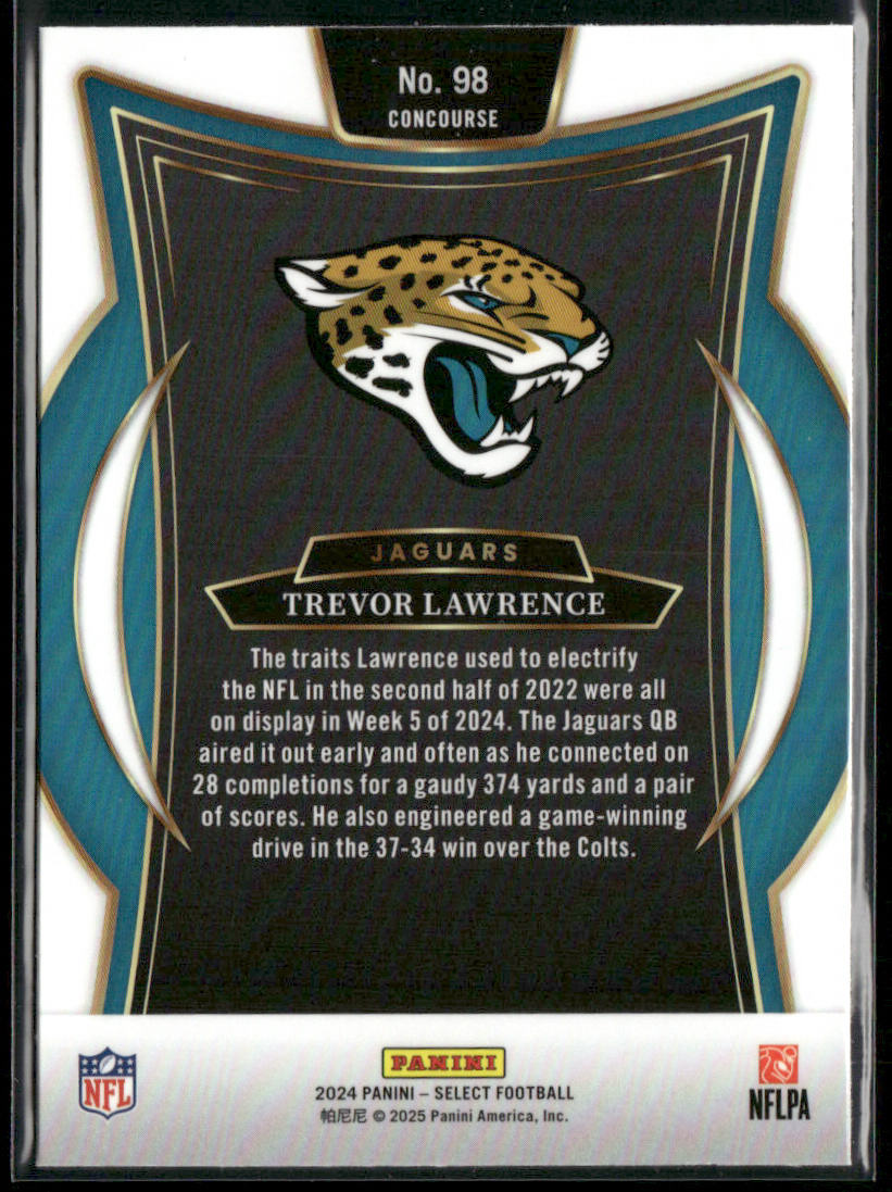 Trevor Lawrence 2024 Panini Select #98 Jacksonville Jaguars back