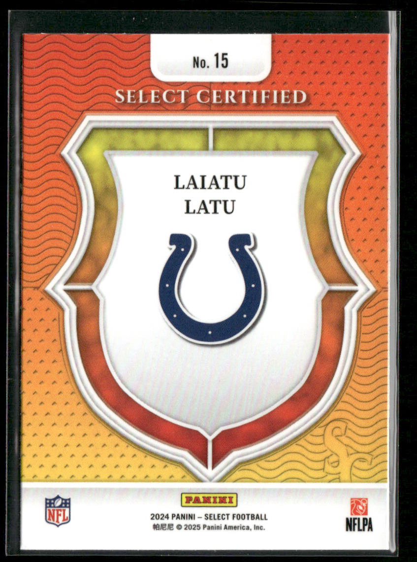 Laiatu Latu 2024 Panini Select Select Certified Rookies #15 Indianapolis Colts