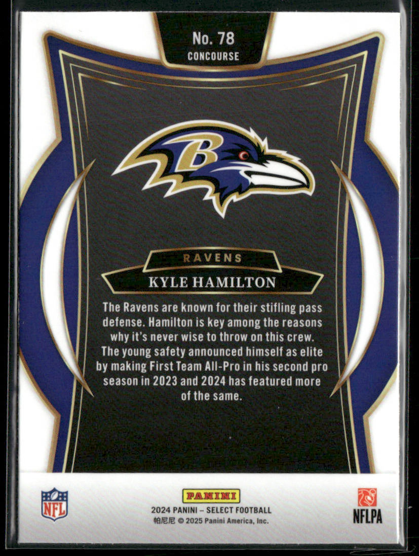 Kyle Hamilton 2024 Panini Select #78 Baltimore Ravens back
