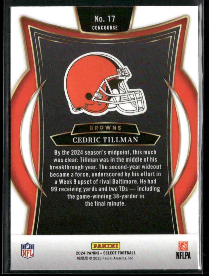 Cedric Tillman 2024 Panini Select #17 Cleveland Browns back