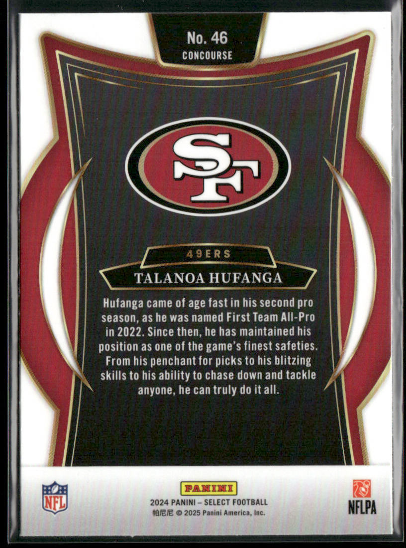 Talanoa Hufanga 2024 Panini Select #46 San Francisco 49ers