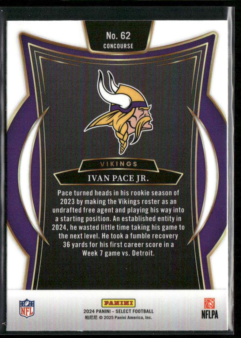 Ivan Pace Jr. 2024 Panini Select #62 Minnesota Vikings