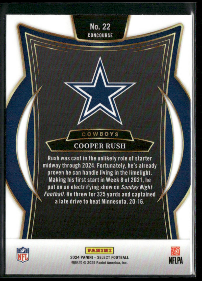 Cooper Rush 2024 Panini Select #22 Dallas Cowboys