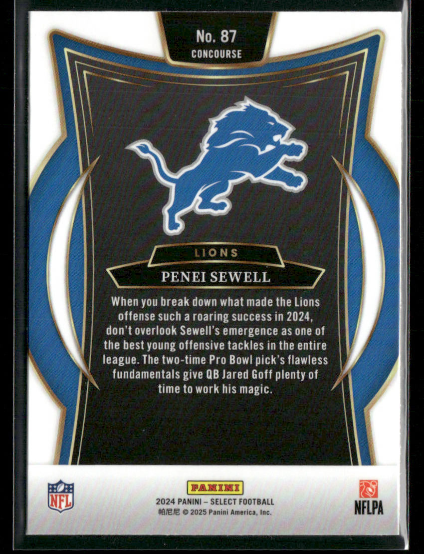 Penei Sewell 2024 Panini Select #87 Detroit Lions