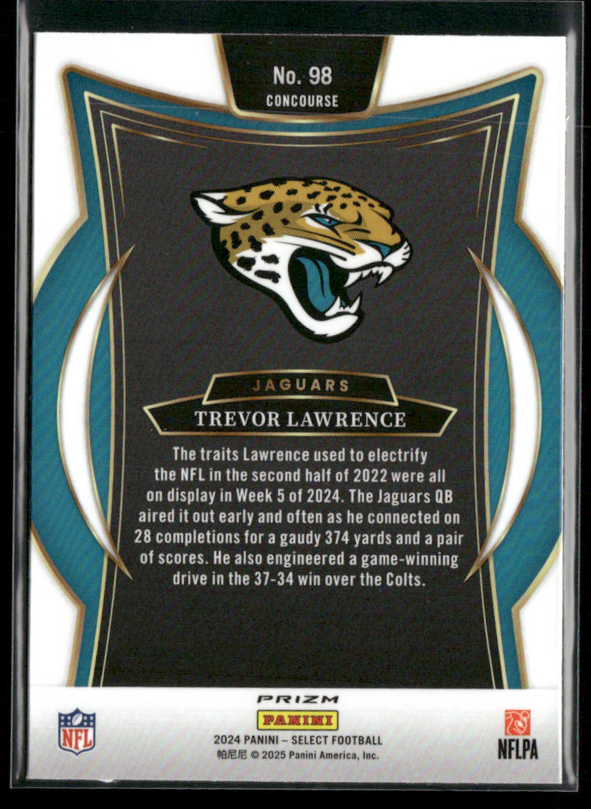 Trevor Lawrence 2024 Panini Select Red & Yellow Prizm Shock #98 Jaguars