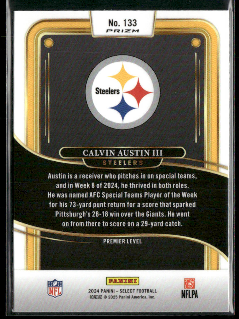 Calvin Austin III 2024 Panini Select Red & Yellow Prizm Shock #133 Steelers