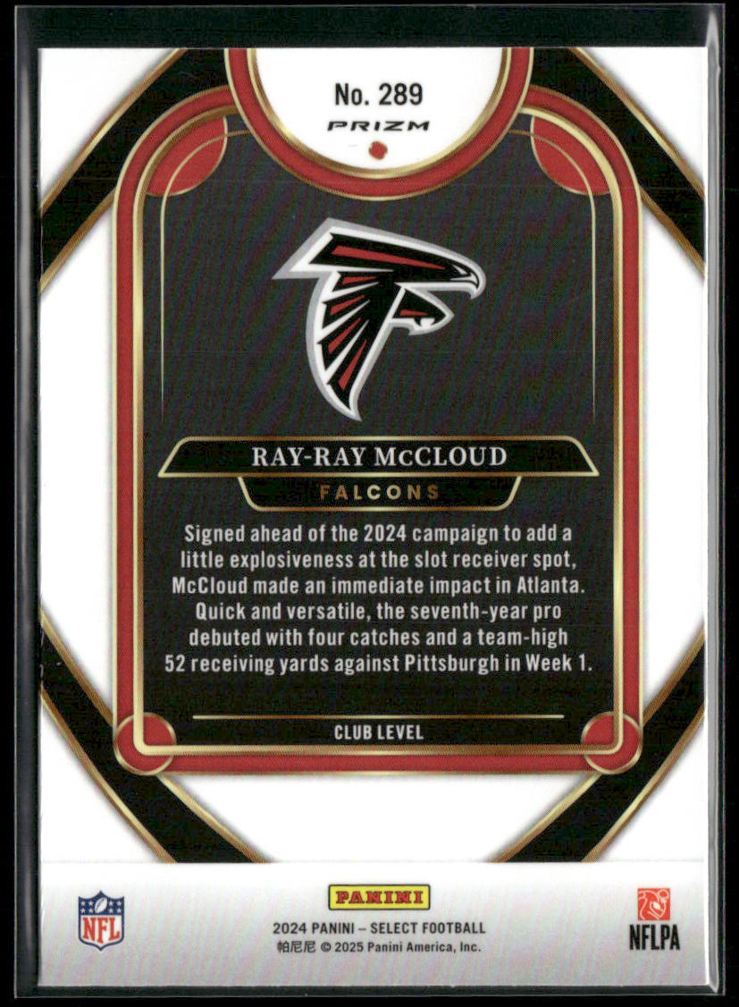 Ray-Ray McCloud 2024 Panini Select Red & Yellow Prizm Shock #289 Atlanta Falcons