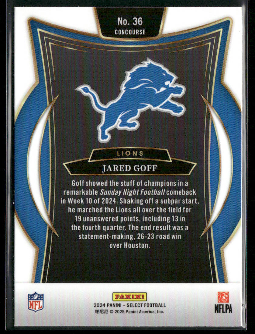 Jared Goff 2024 Panini Select #36 Detroit Lions