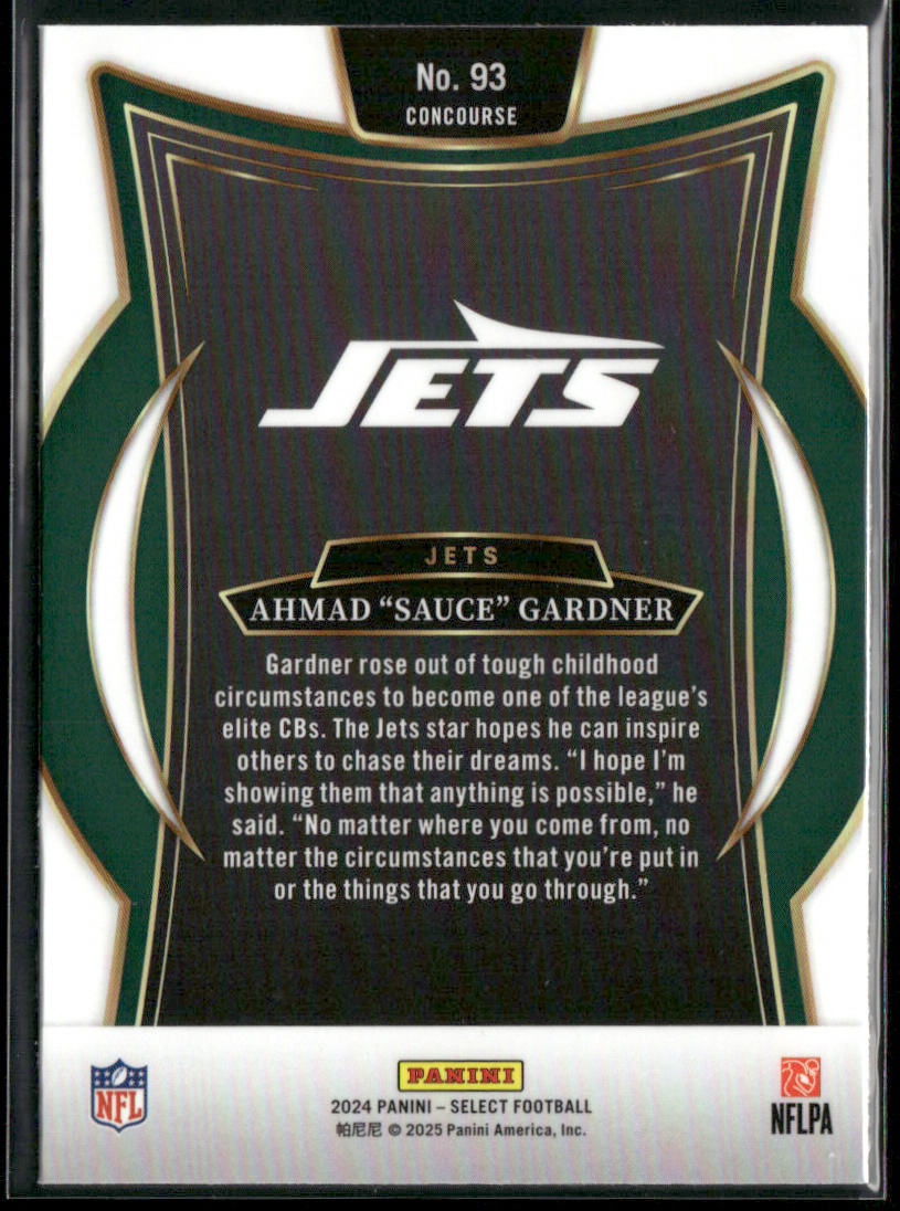 Ahmad "Sauce" Gardner 2024 Panini Select #93 New York Jets