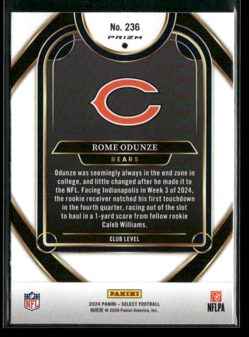 Rome Odunze 2024 Panini Select Red & Yellow Prizm Shock #236 RC Chicago Bears
