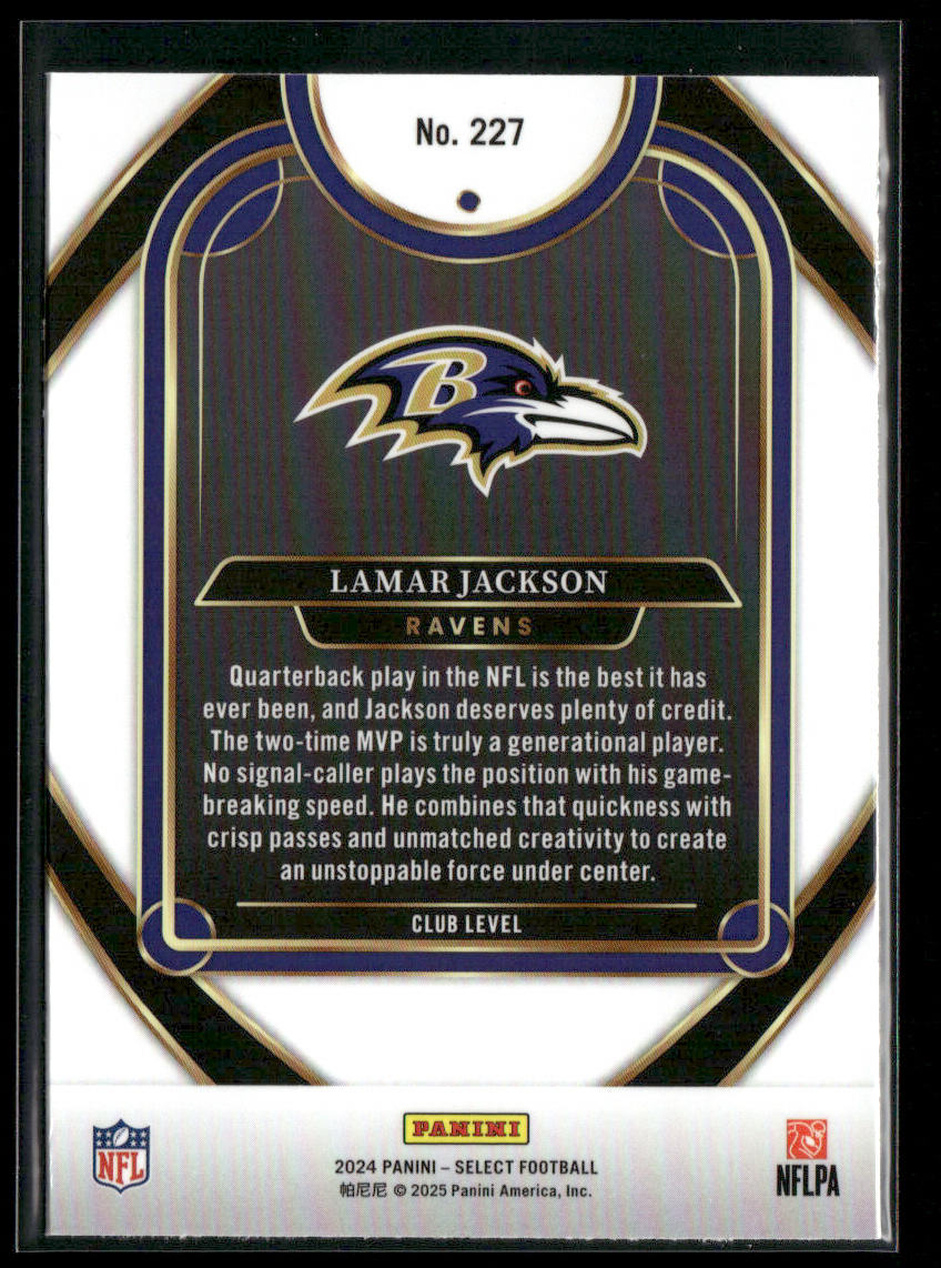 Lamar Jackson 2024 Panini Select #227 Baltimore Ravens back