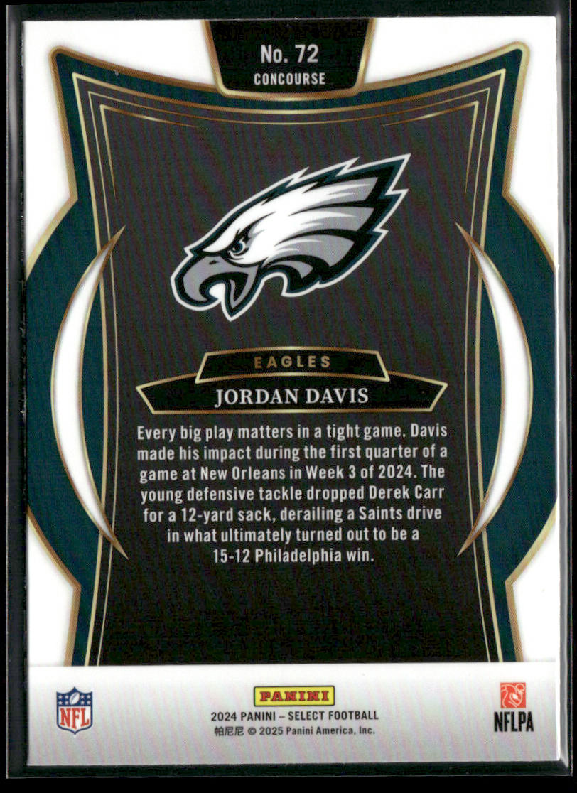 Jordan Davis 2024 Panini Select #72 Philadelphia Eagles
