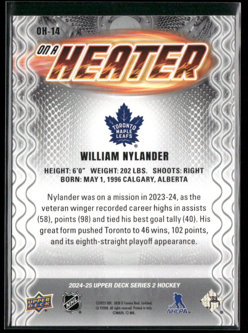 William Nylander 2024-25 Upper Deck On a Heater #OH-14 Toronto Maple Leafs