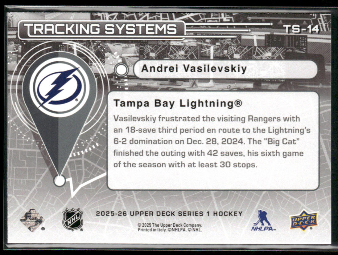 Andrei Vasilevskiy 2025-26 Upper Deck Tracking Systems #TS-14 Lightning