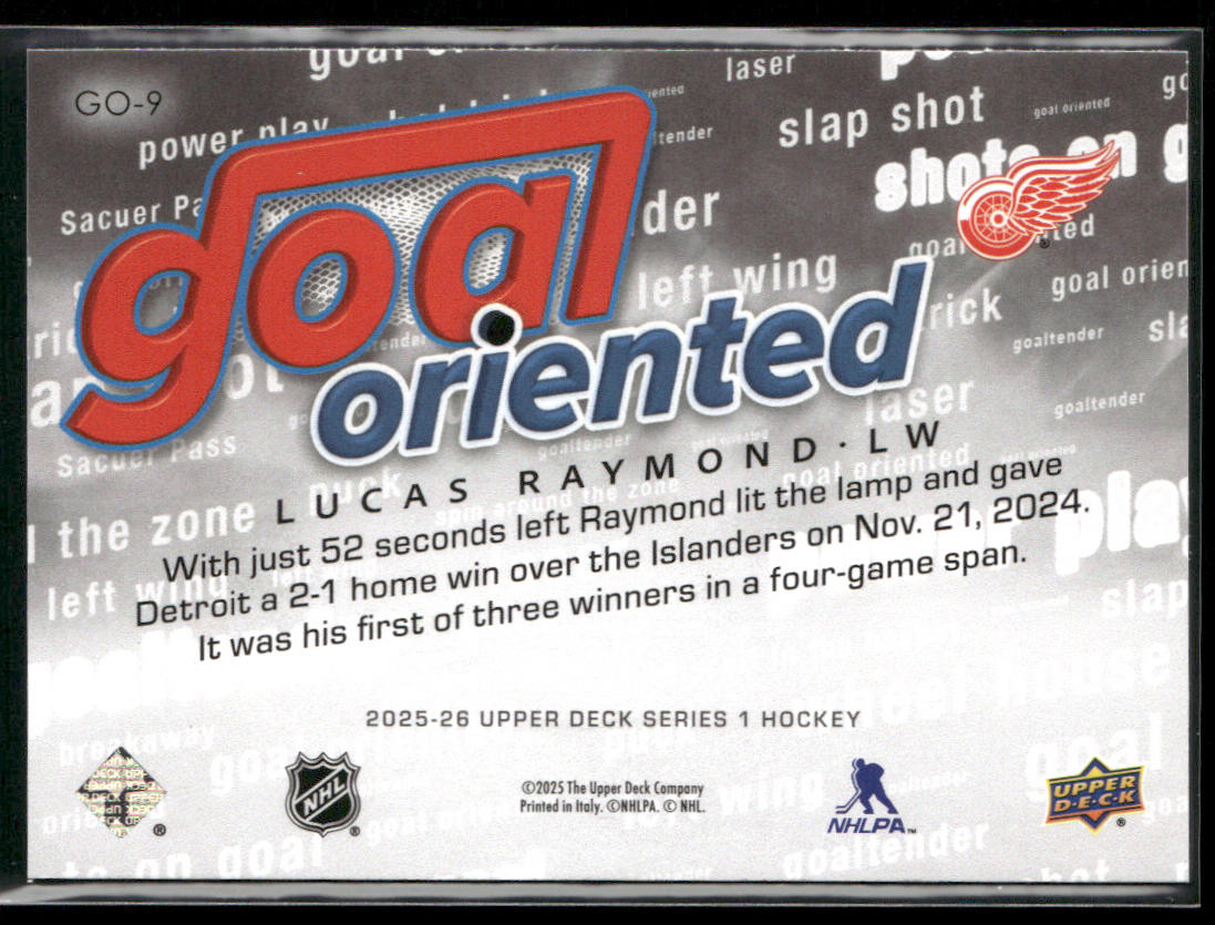 Lucas Raymond 2025-26 Upper Deck Goal Oriented #GO-9 Detroit Red Wings