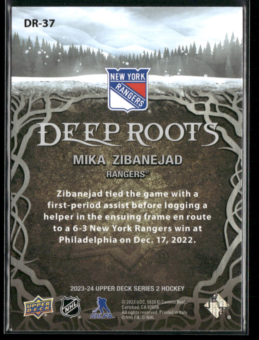 Mika Zibanejad 2023-24 Upper Deck Deep Roots #DR-37 New York Rangers back