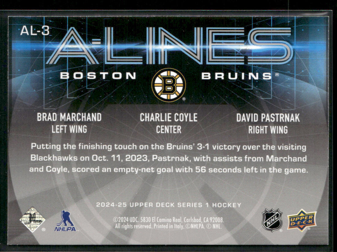Brad Marchand / Coyle / Pastrnak 2024-25 Upper Deck A-Lines Speckle #AL-3