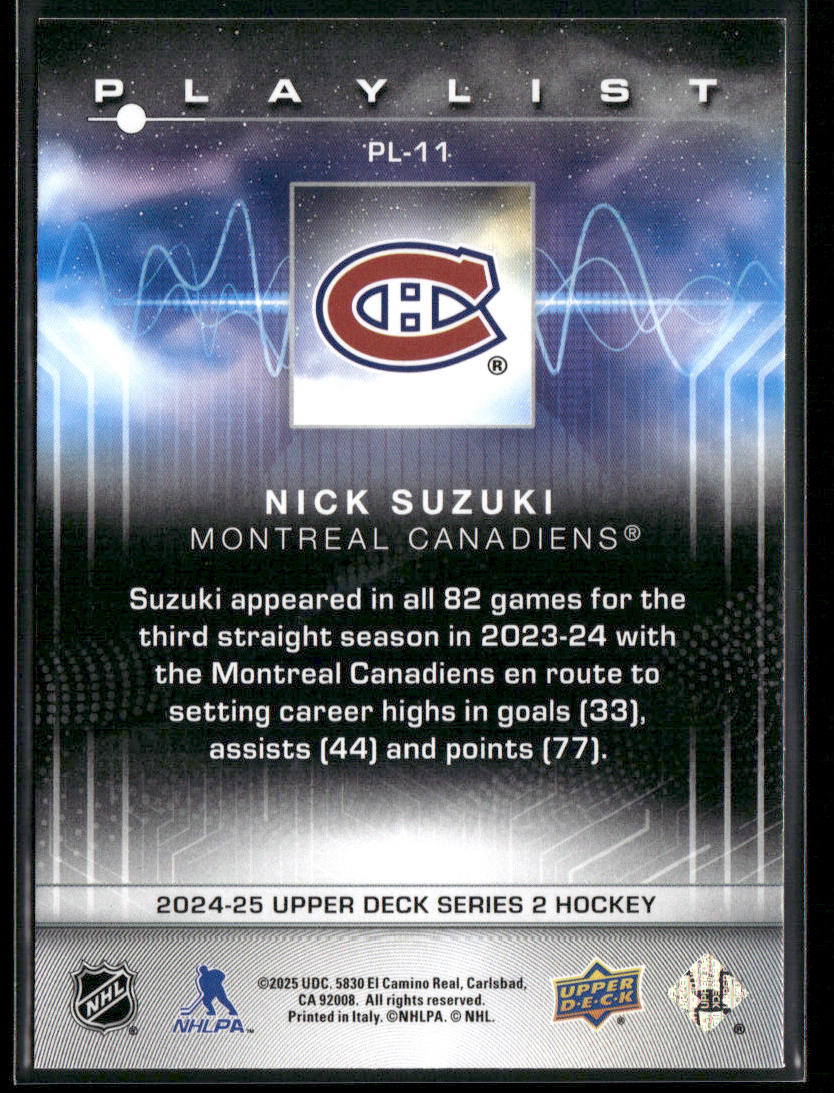 Nick Suzuki 2024-25 Upper Deck Playlist #PL-11 Montreal Canadiens