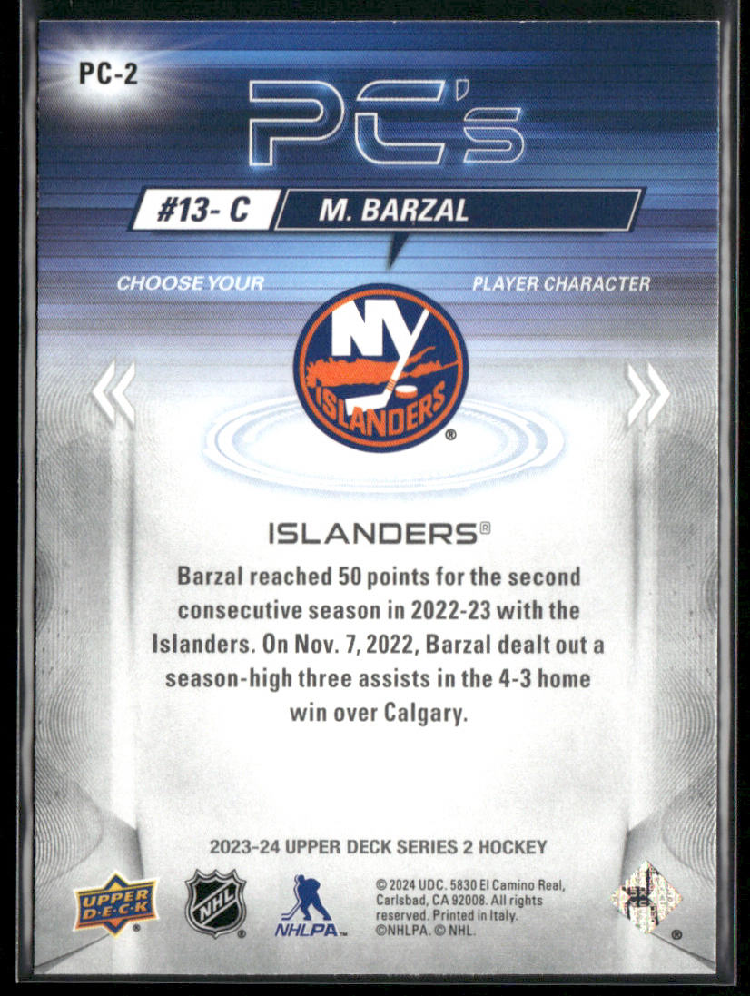 Mathew Barzal 2023-24 Upper Deck PC's Sparkle #PC-2 New York Islanders