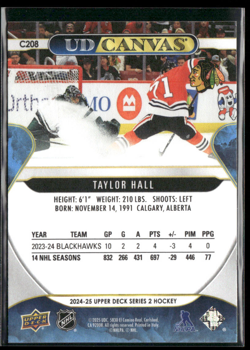 Taylor Hall 2024-25 Upper Deck UD Canvas #C208 Chicago Blackhawks