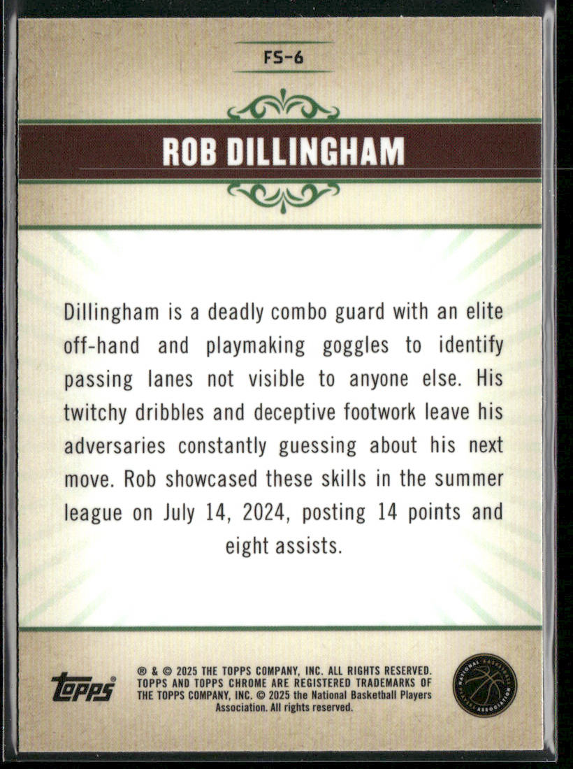 Rob Dillingham 2024-25 Topps Chrome Fresh Start Blue Basketball Refractor #FS-6