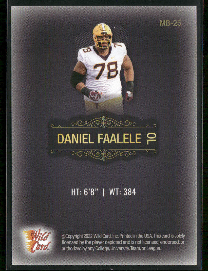 Daniel Faalele 2022 Wild Card Matte Black #MB-25 Minnesota Golden Gophers