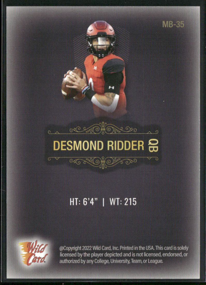 Desmond Ridder 2022 Wild Card Matte Black #MB-35 Cincinnati Bearcats