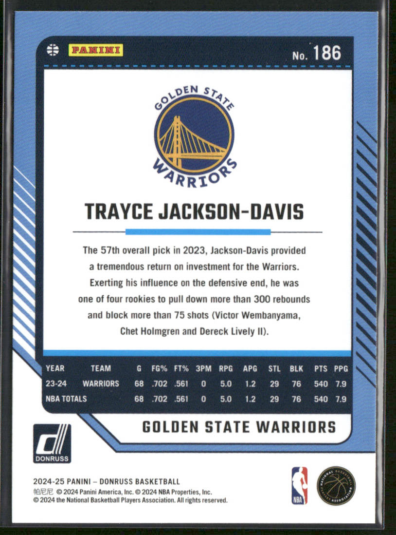 Trayce Jackson-Davis 2024-25 Donruss #186 Golden State Warriors
