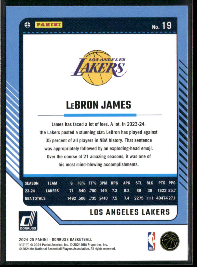 LeBron James 2024-25 Donruss #19 Los Angeles Lakers