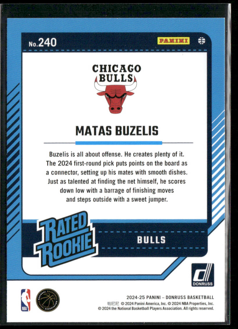 Matas Buzelis 2024-25 Donruss #240 RC Chicago Bulls