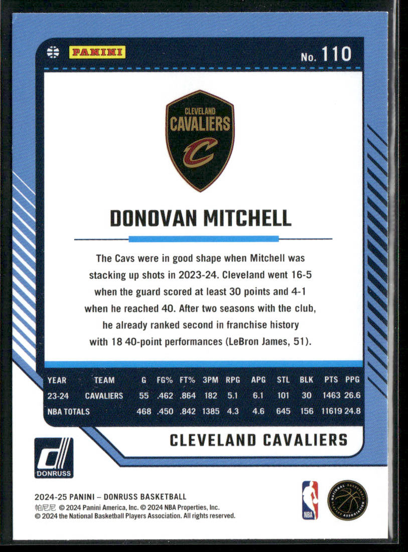 Donovan Mitchell 2024-25 Donruss #110 Cleveland Cavaliers