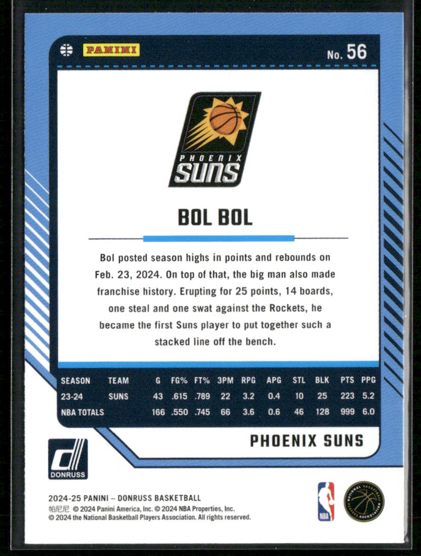 Bol Bol 2024-25 Donruss #56 Phoenix Suns