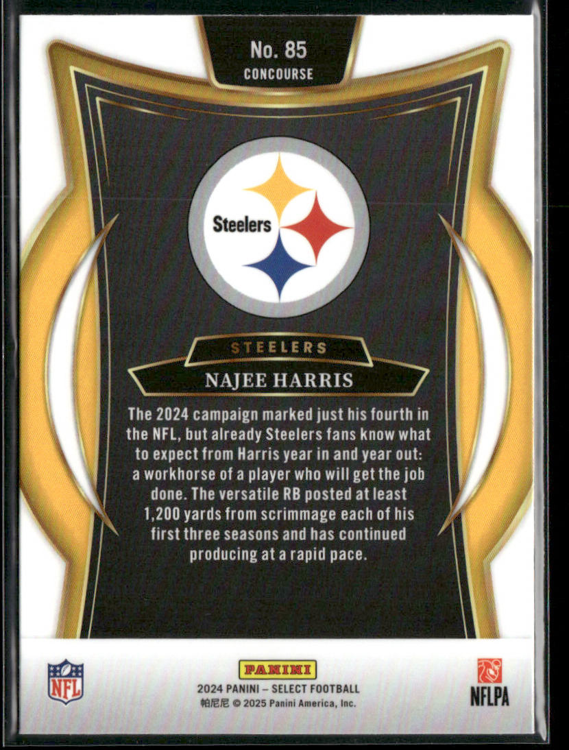Najee Harris 2024 Panini Select #85 Pittsburgh Steelers back