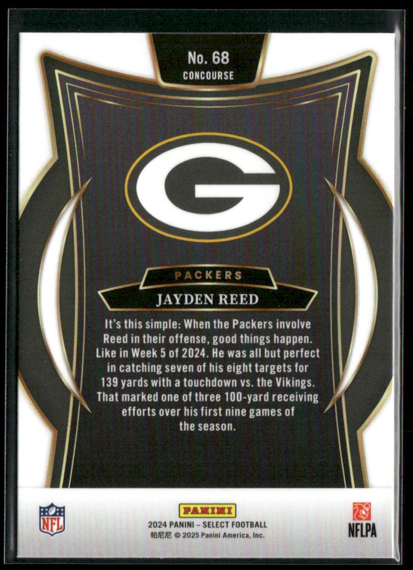 Jayden Reed 2024 Panini Select #68 Green Bay Packers back