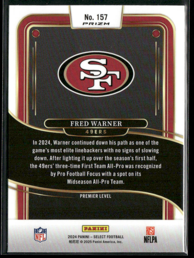 Fred Warner 2024 Panini Select Black & Blue Prizm Shock #157 San Francisco 49ers