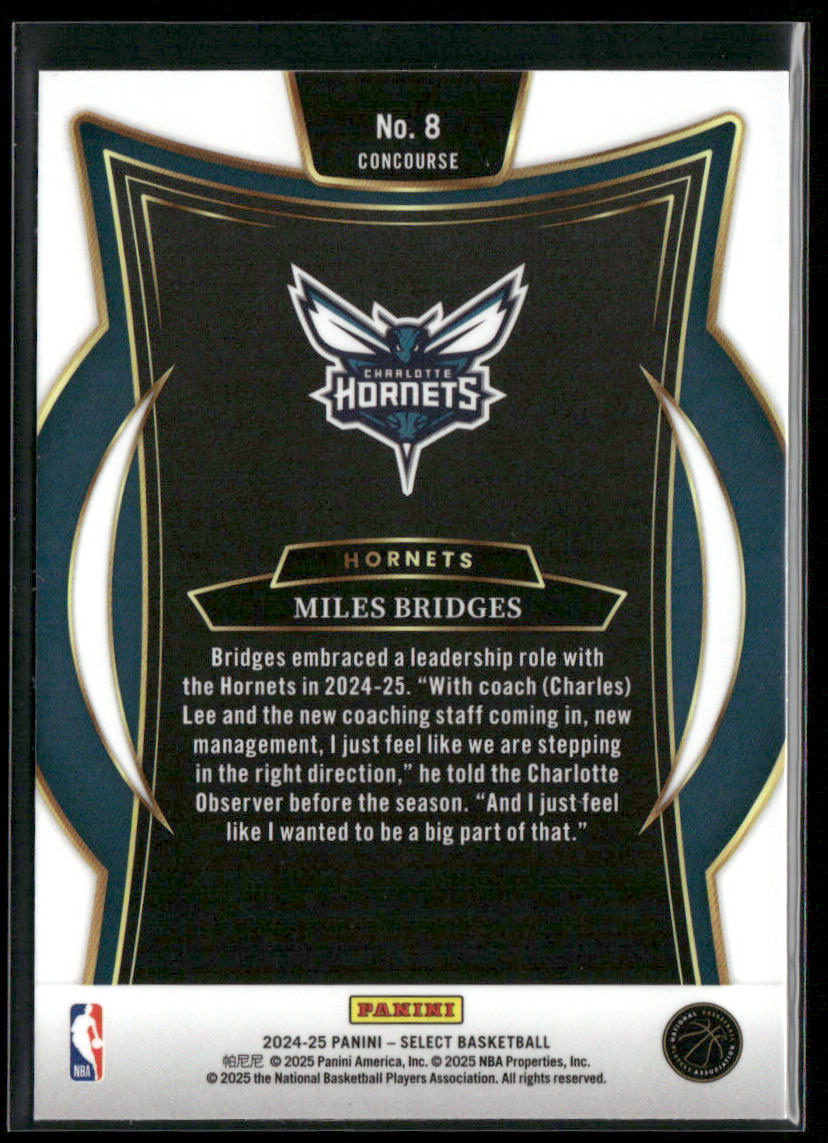 Miles Bridges 2024-25 Panini Select Blue (Retail) #8 Charlotte Hornets