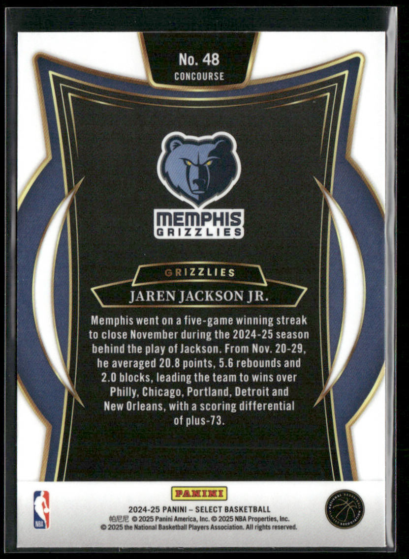 Jaren Jackson Jr. 2024-25 Panini Select Blue (Retail) #48 Memphis Grizzlies
