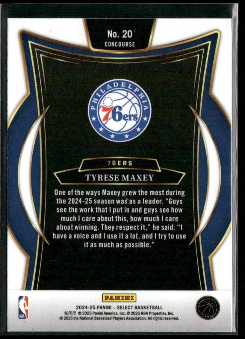 Tyrese Maxey 2024-25 Panini Select Blue (Retail) #20 Philadelphia 76ers