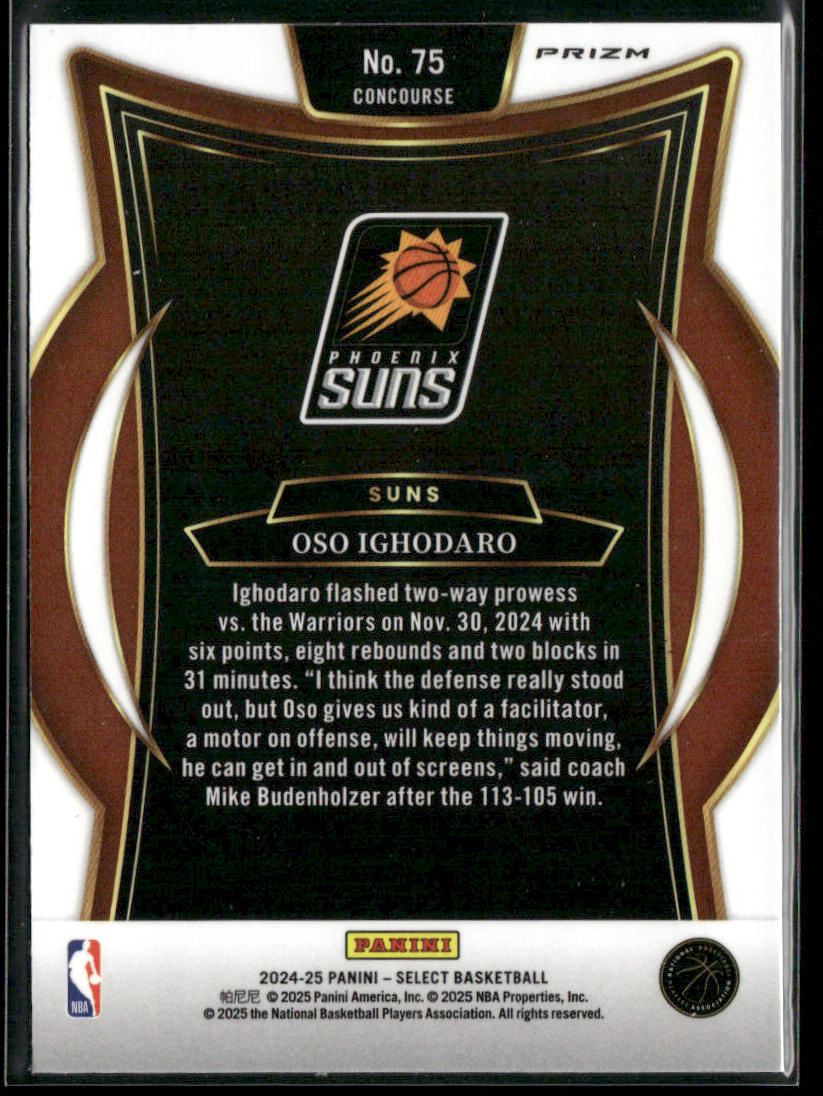 Oso Ighodaro 2024-25 Panini Select Green Tectonic Prizm #75 RC Phoenix Suns