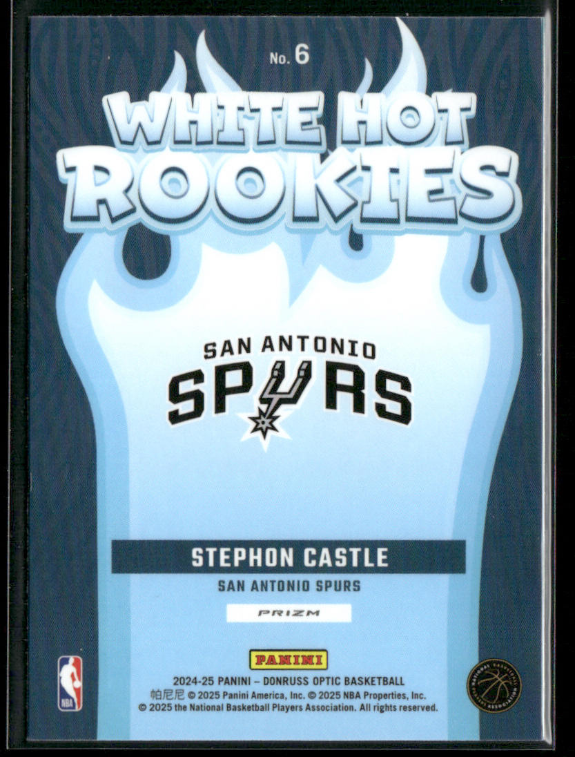 Stephon Castle 2024-25 Donruss Optic White Hot Rookies Blue #6 Spurs