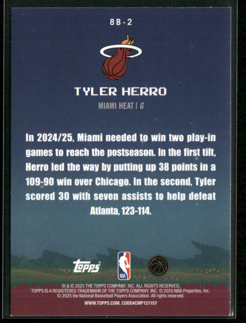 Tyler Herro 2025-26 Topps - 8-Bit Ballers #8B-2 Miami Heat back